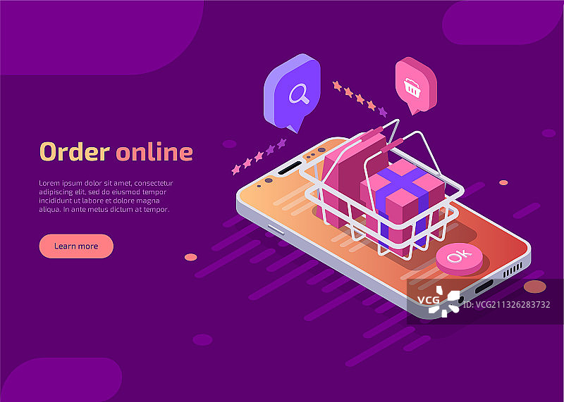 在线订购商品（含购物篮、盒子和包裹）图片素材