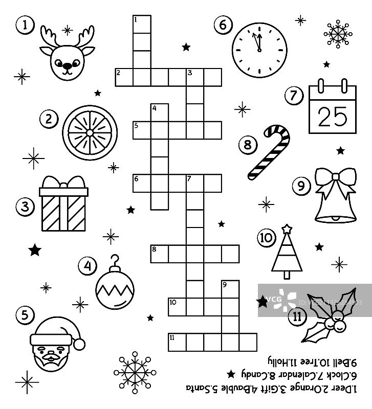 圣诞老人儿童圣诞节纵横填字游戏图片素材