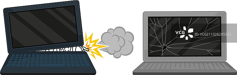 破裂烧毁的电子消费品图片素材