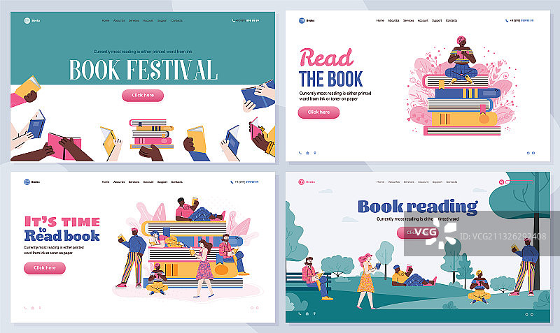 书籍节和文学Web banner图片素材