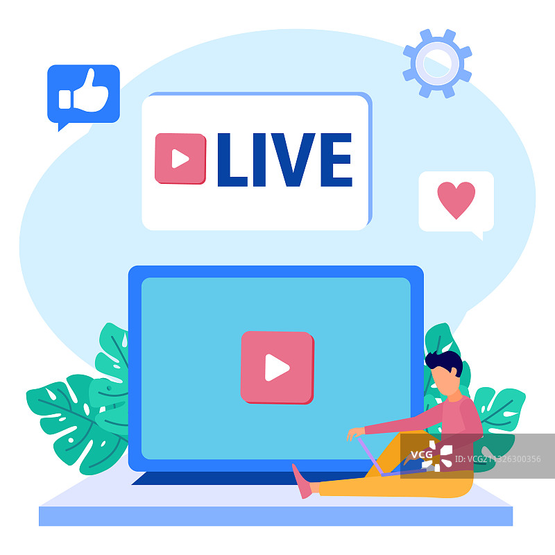 卡通人物直播图片素材