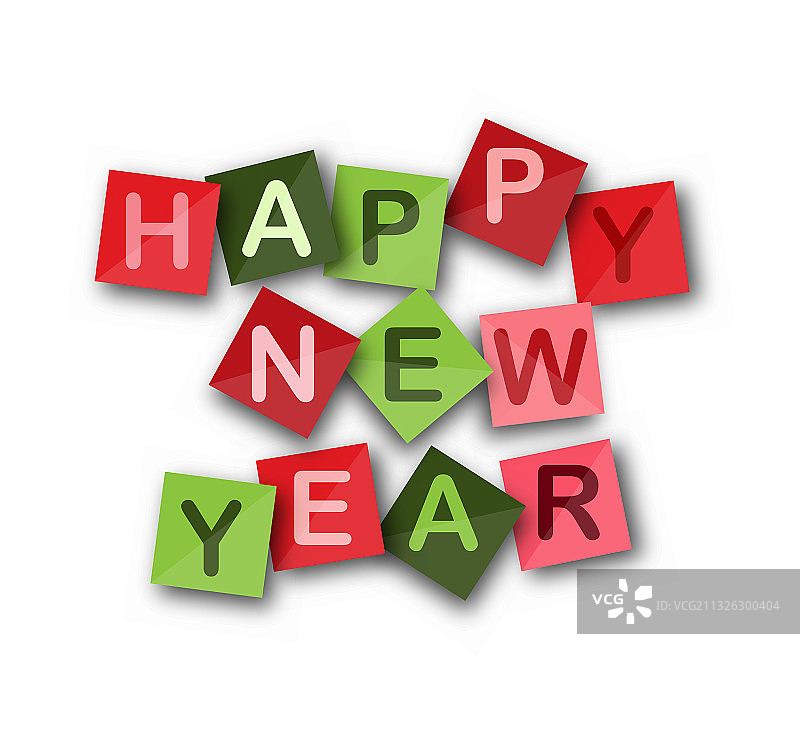 彩色方格纸上的新年快乐图片素材