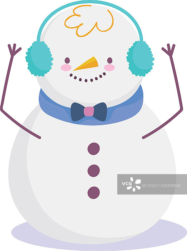圣诞快乐戴耳罩雪人卡通图片素材