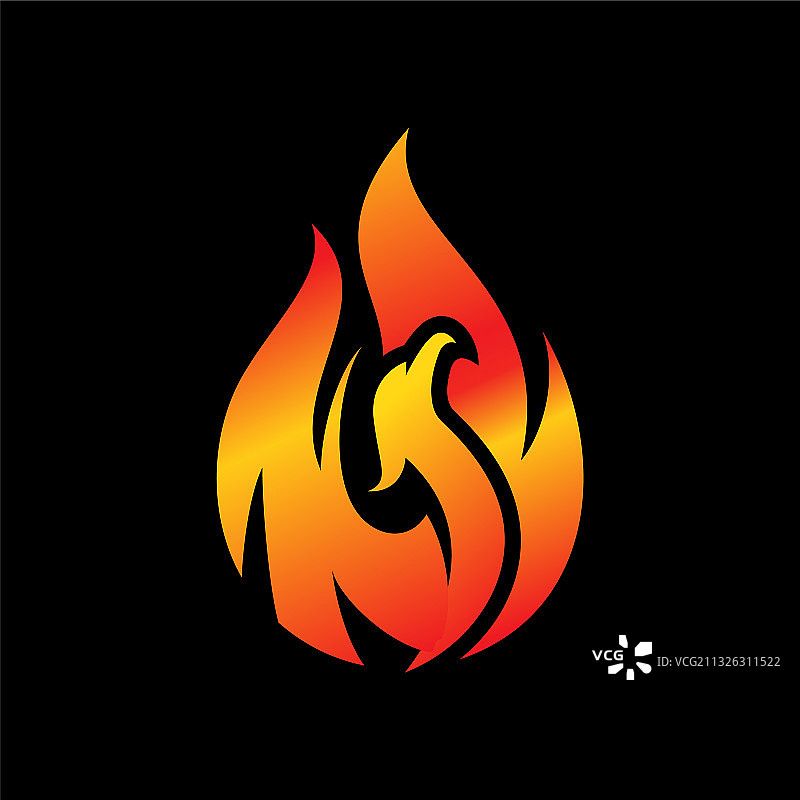 现代火焰凤凰标志设计模板图片素材