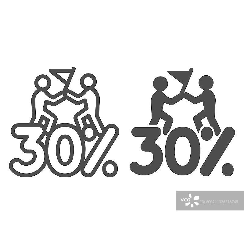 百分之三十折扣促销线性图标图片素材