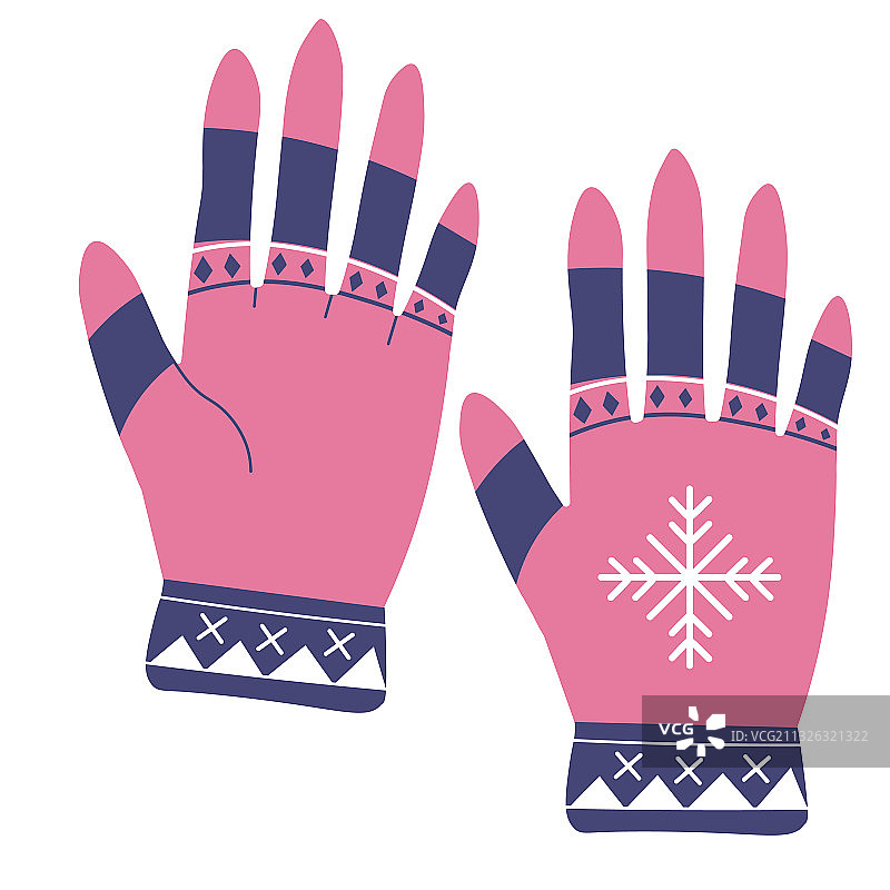 带有雪花图案的手套冬季服装图片素材