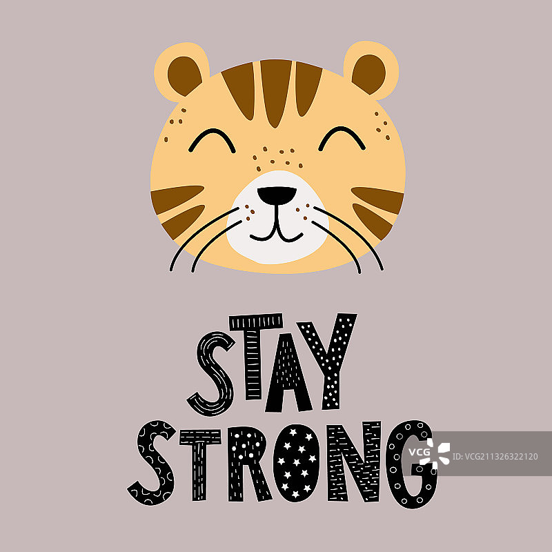 老虎头像和字母-保持坚强图片素材