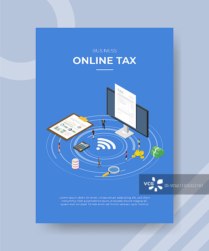 围绕税务的在线商业人士图片素材