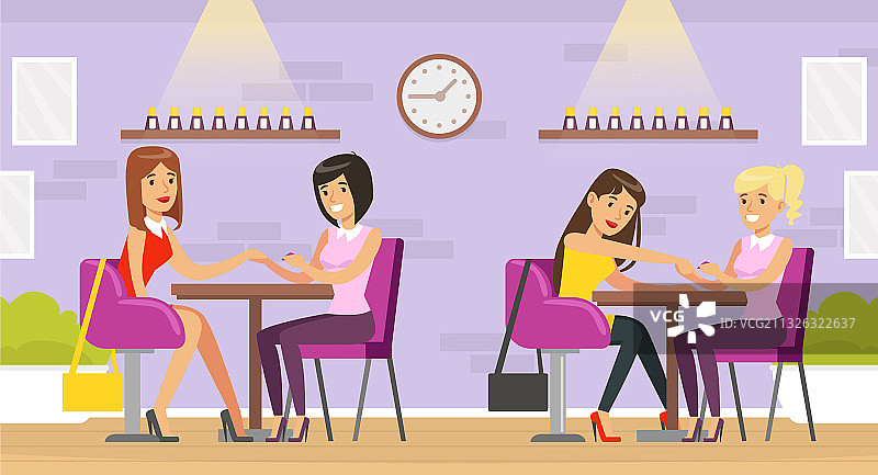 年轻女孩坐在美容院里图片素材