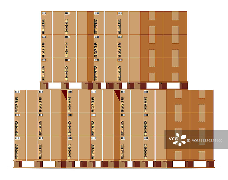 木制托盘上堆放的纸板箱图片素材