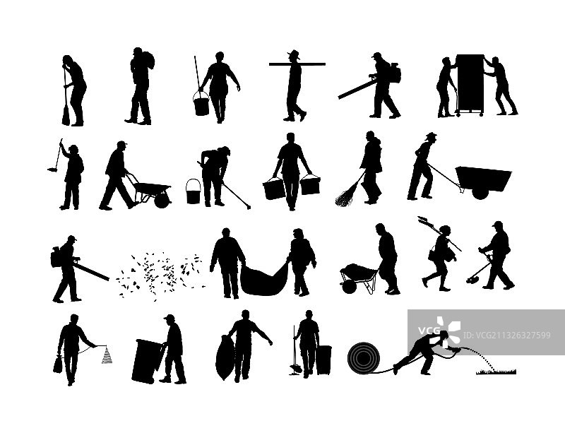 户外工人人物剪影图片素材
