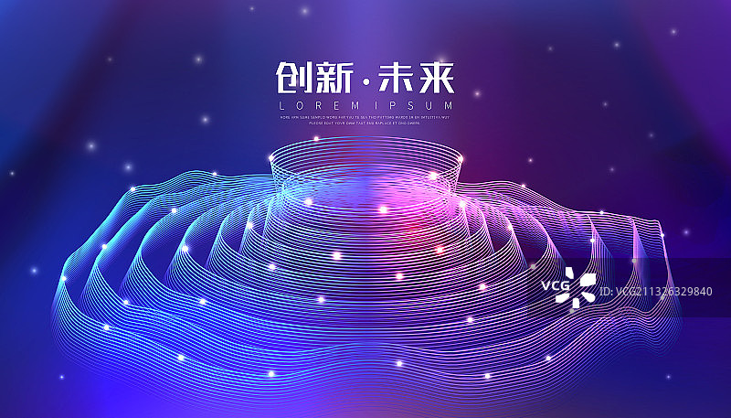 矢量抽象三维线圈时尚科技感海报图片素材