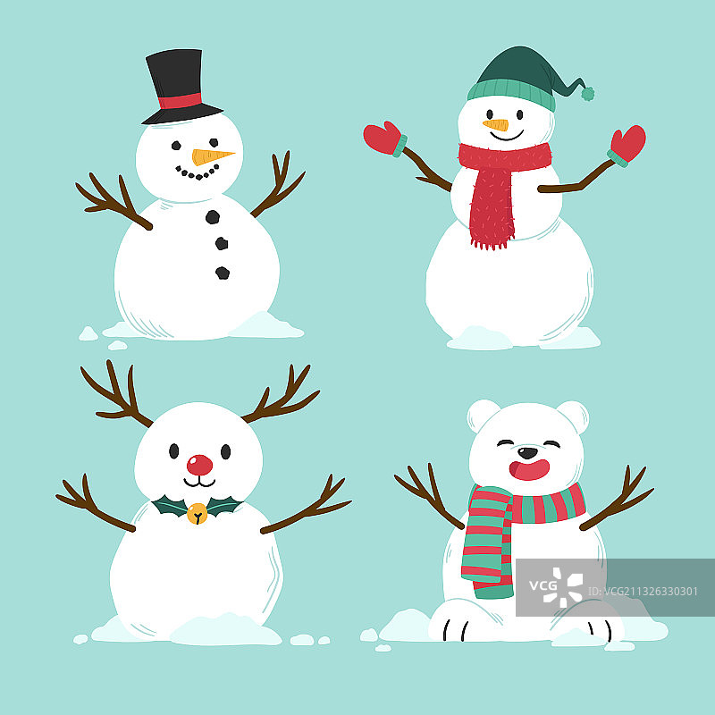 手绘雪人角色合集图片素材