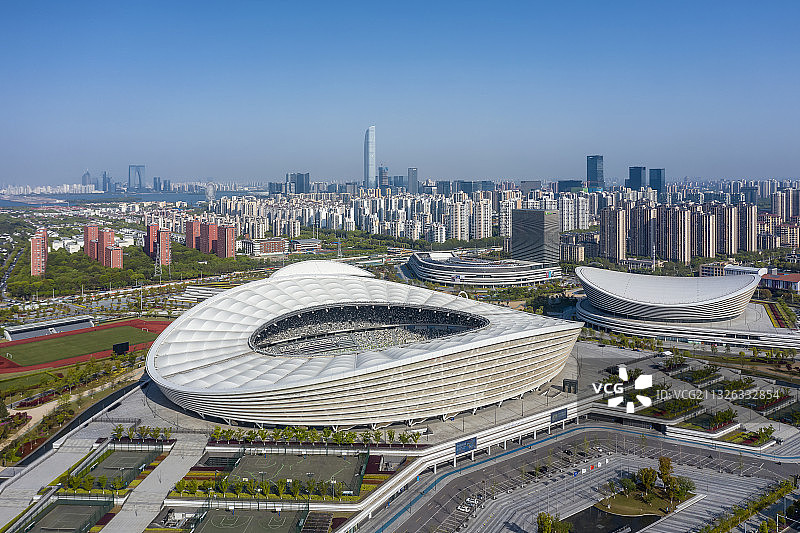 苏州园区奥体中心附近的城市风景图片素材