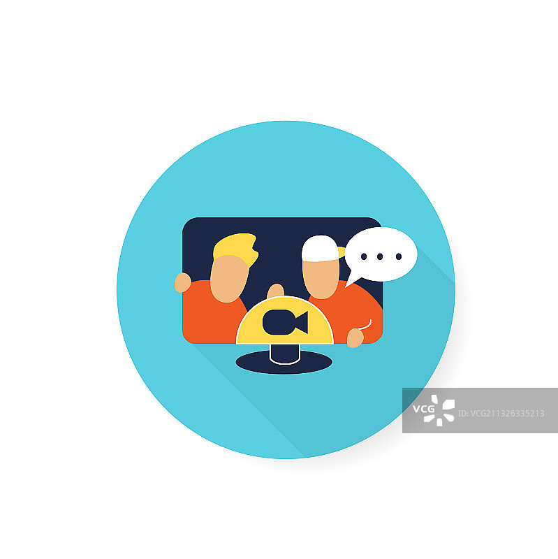 彩色扁平风格视频聊天图标图片素材