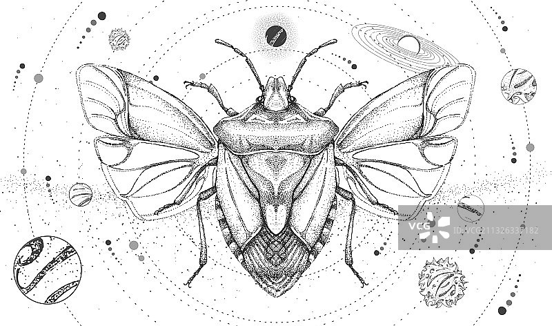 现代魔法巫术卡牌与太阳系图片素材