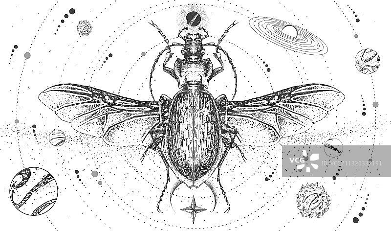 现代魔法巫术卡牌与太阳系图片素材