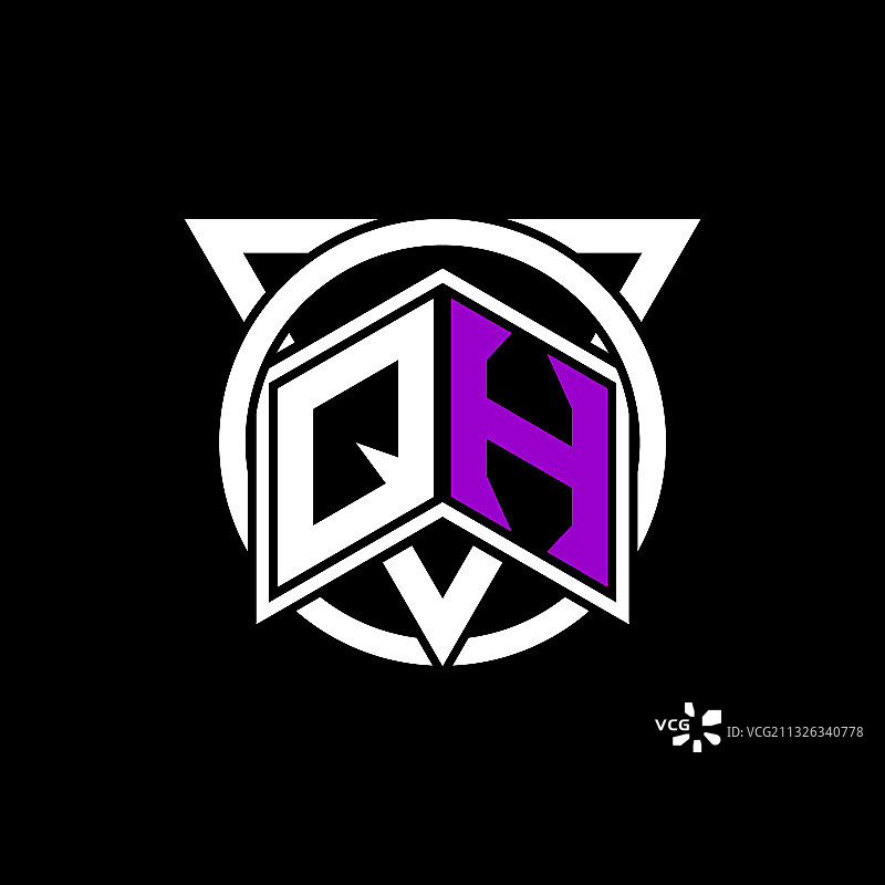 字母Q和H钻石装饰图案图片素材