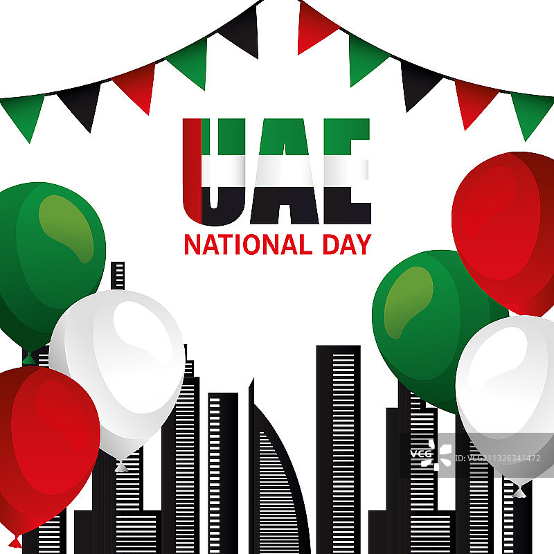 阿联酋国庆日城市建筑气球庆典图片素材