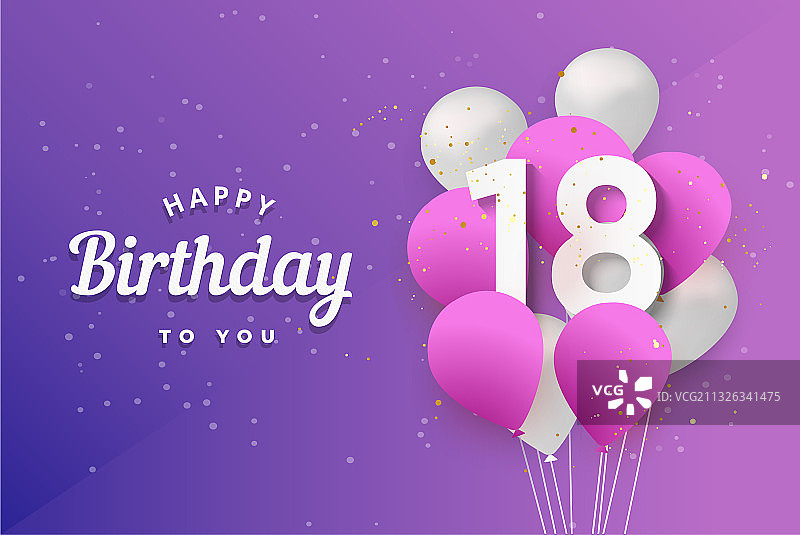 18岁生日快乐气球贺卡图片素材