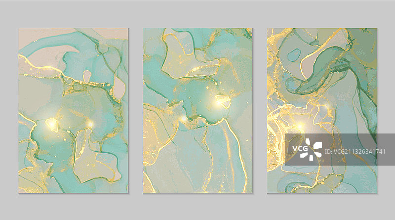 翠绿灰色金色大理石抽象背景合集图片素材