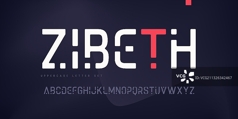 圆形线性非衬线大写字母集图片素材