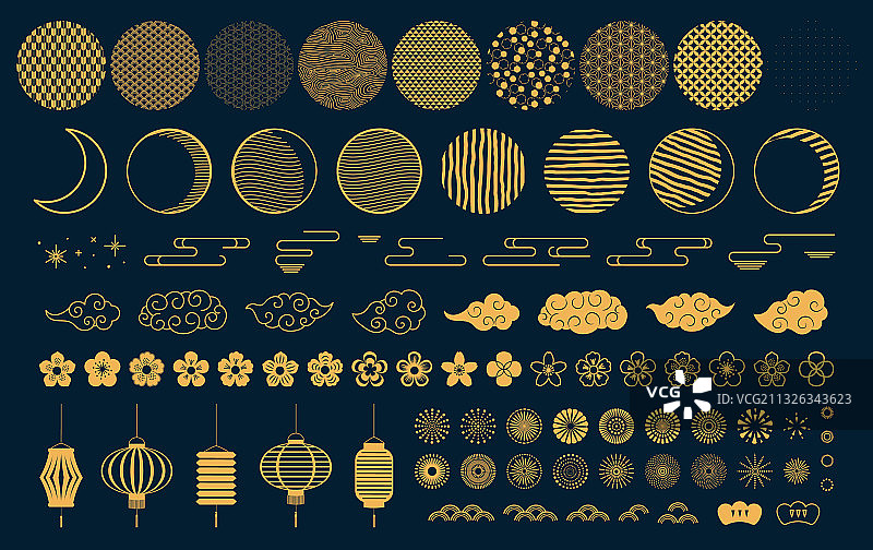 金色东方元素合集图片素材