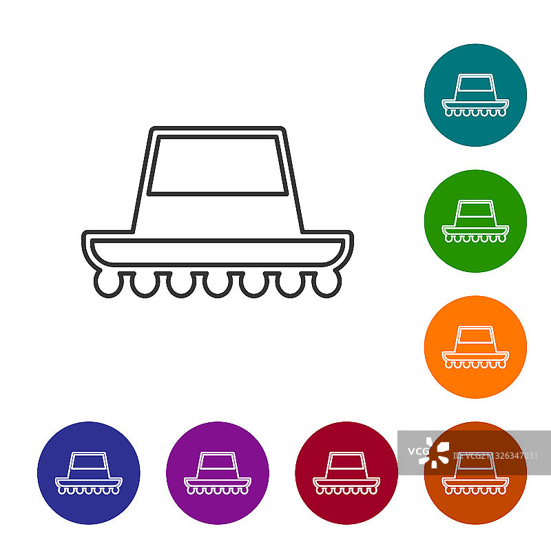 黑色线条传统西班牙帽子图标，隔离图片素材