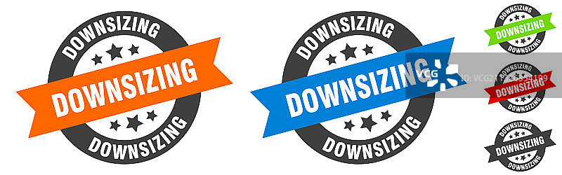 缩小圆形缎带贴纸印章图片素材