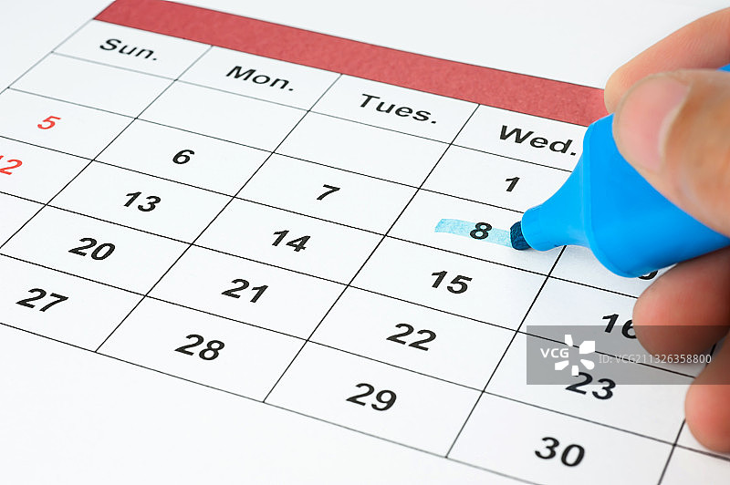 在日历上标记图片素材