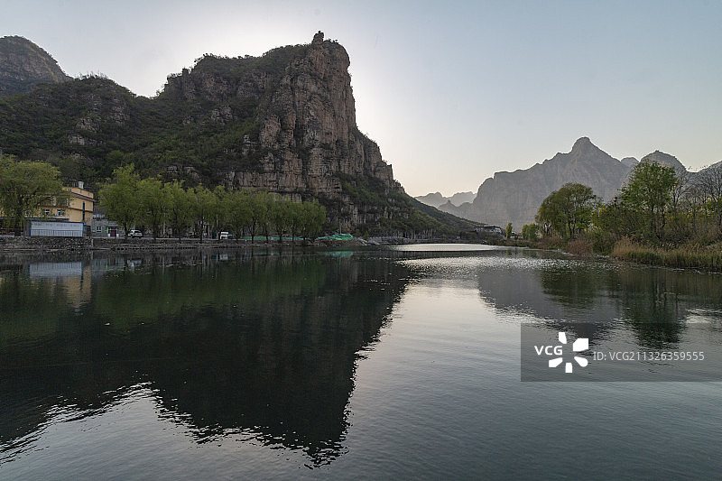 北京房山区十渡夕阳黄昏景象图片素材
