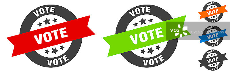 投票印章圆形丝带贴纸标签图片素材
