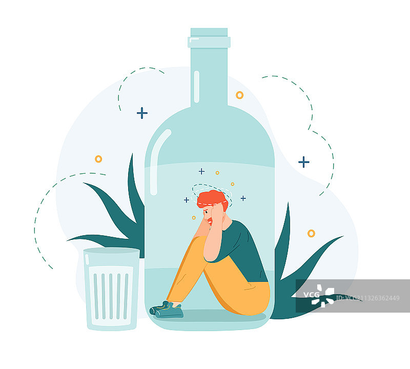酒瘾男子在酒瓶里图片素材