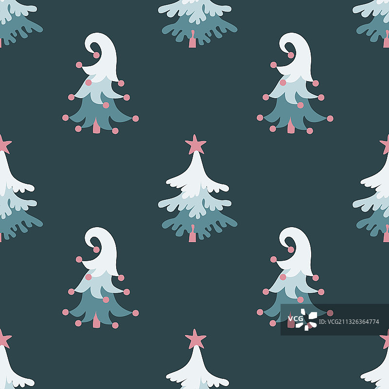 可爱圣诞节松树无缝图案图片素材