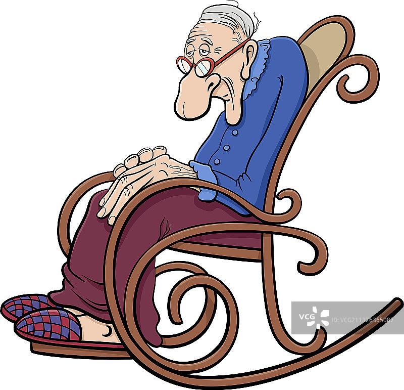 坐在摇椅上的卡通老年人图片素材