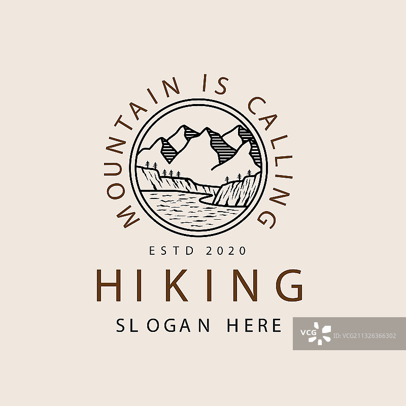 山地探险线性标志模板图片素材