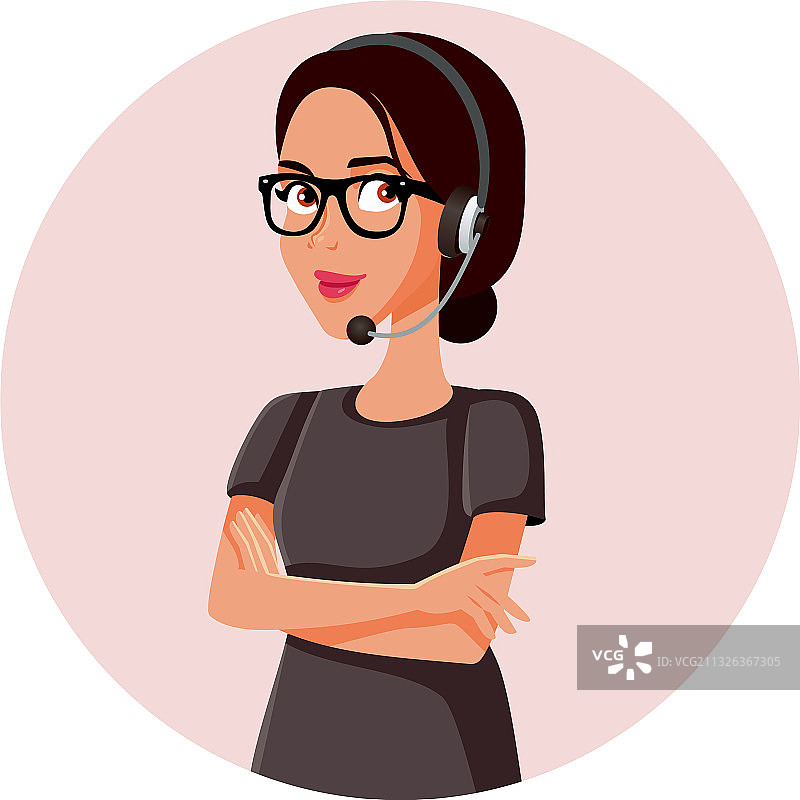 快乐的呼叫中心女客服图片素材