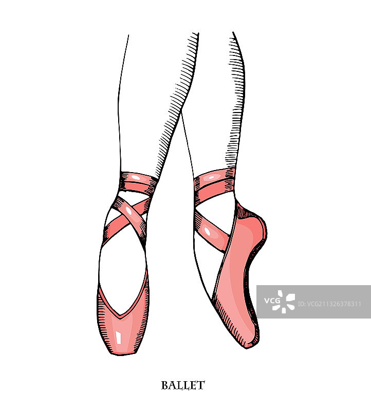 手绘芭蕾舞鞋草图图片素材