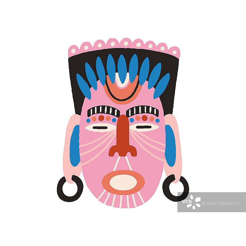 非洲部落风格粉色闭眼面具图片素材
