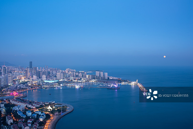 青岛城市夜景，海景图片素材