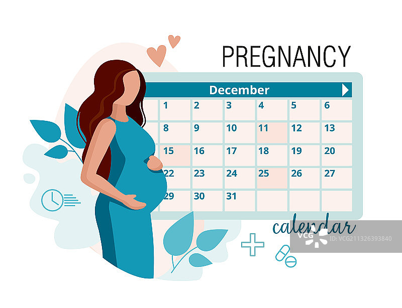 孕妇与日历图片素材