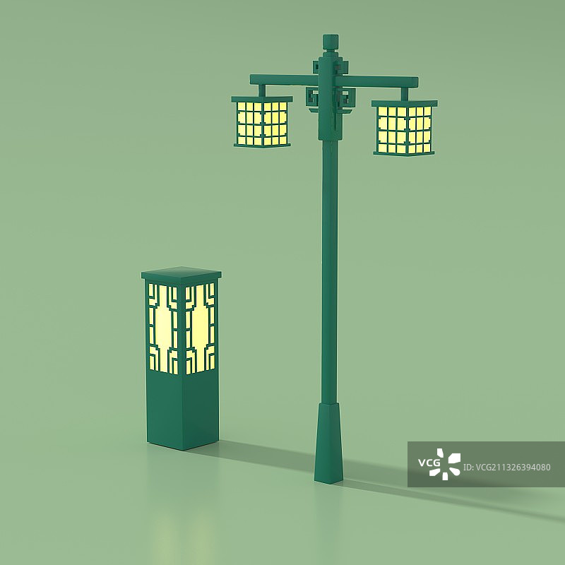 3D渲染的中国风灯图片素材