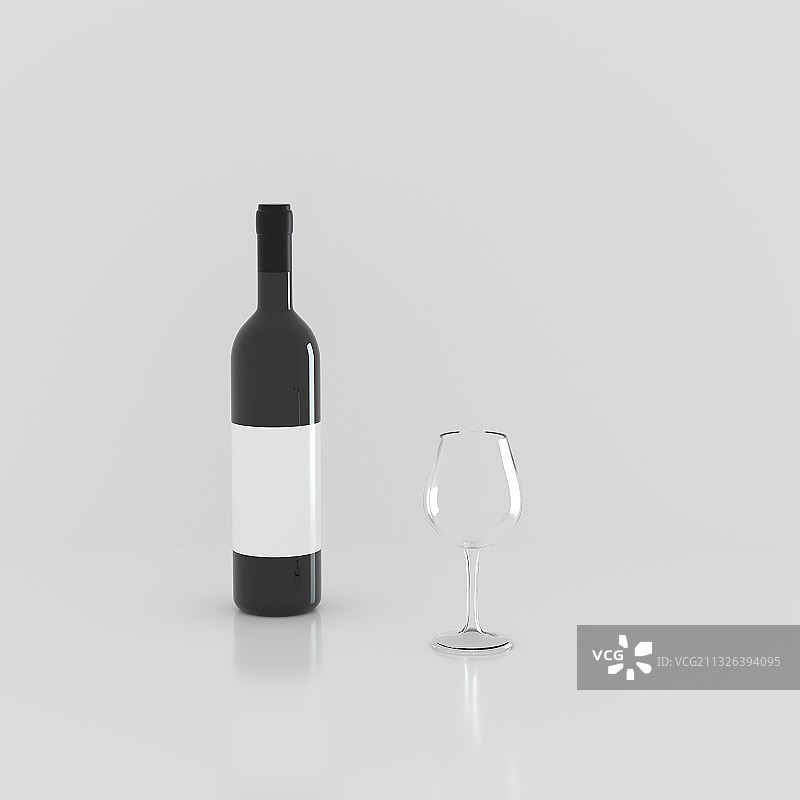 3D渲染的玻璃酒瓶图片素材