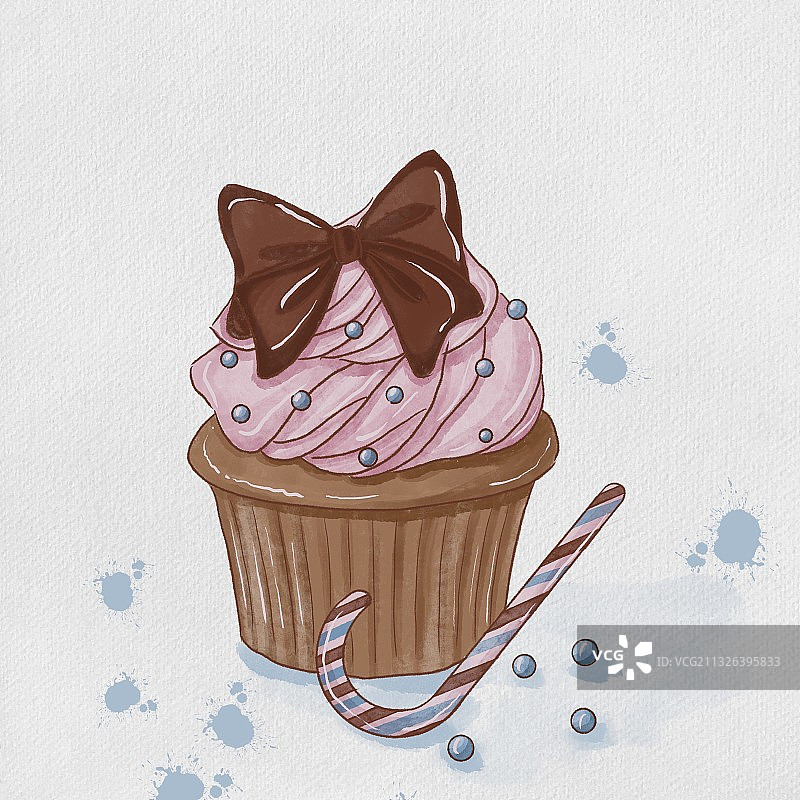 杯子蛋糕水彩图片素材