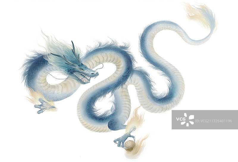 龙白底-中国风古风风景水墨神兽插画图片素材