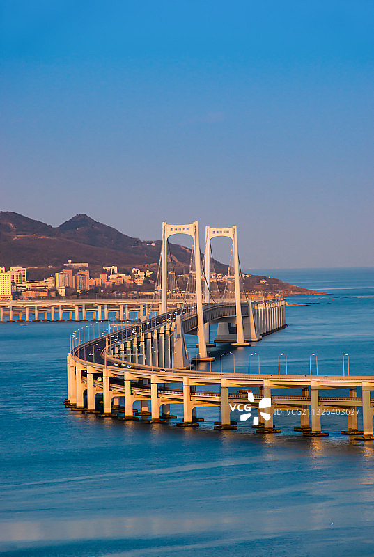 大连星海湾大桥日落图片素材