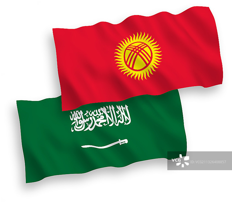 沙特阿拉伯和吉尔吉斯斯坦国旗图片素材
