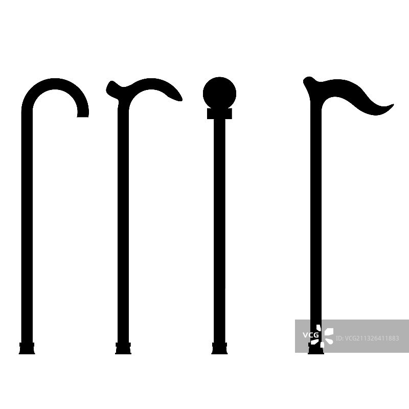 拐杖图标集白色背景图片素材
