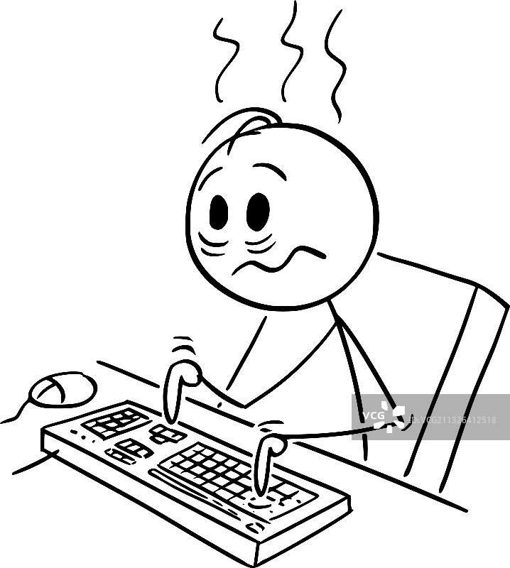 卡通疲惫或过度劳累的男人图片素材