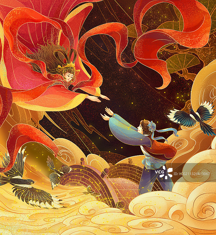 中国风七夕节插画图片素材